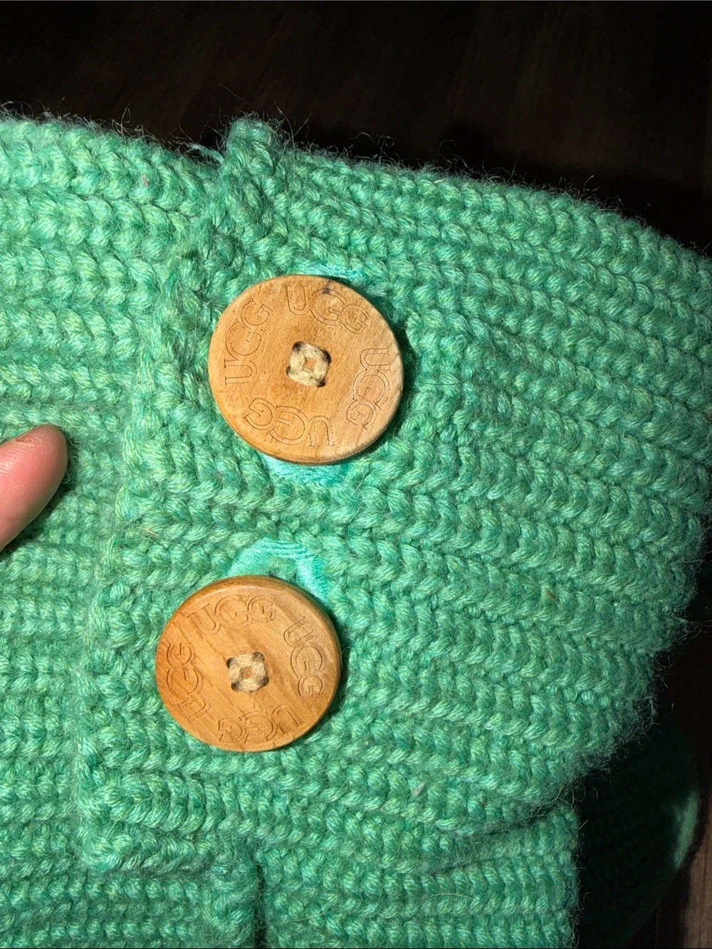 Girls UGG Classic Cardy Green Sweater Boots size 1